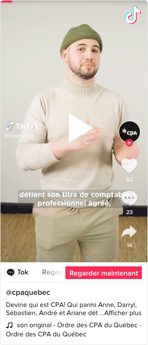 Devine qui est CPA! Qui parmi Anne, Darryl, Sébastien, André et Ariane détient son titre de CPA? 